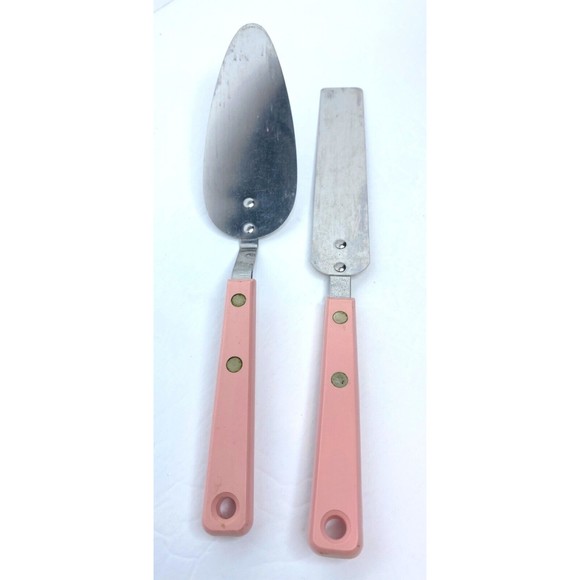 Mid Century Armco Forge Pink Handle, Set Frosting Spatula, Cake Server - Picture 10 of 13